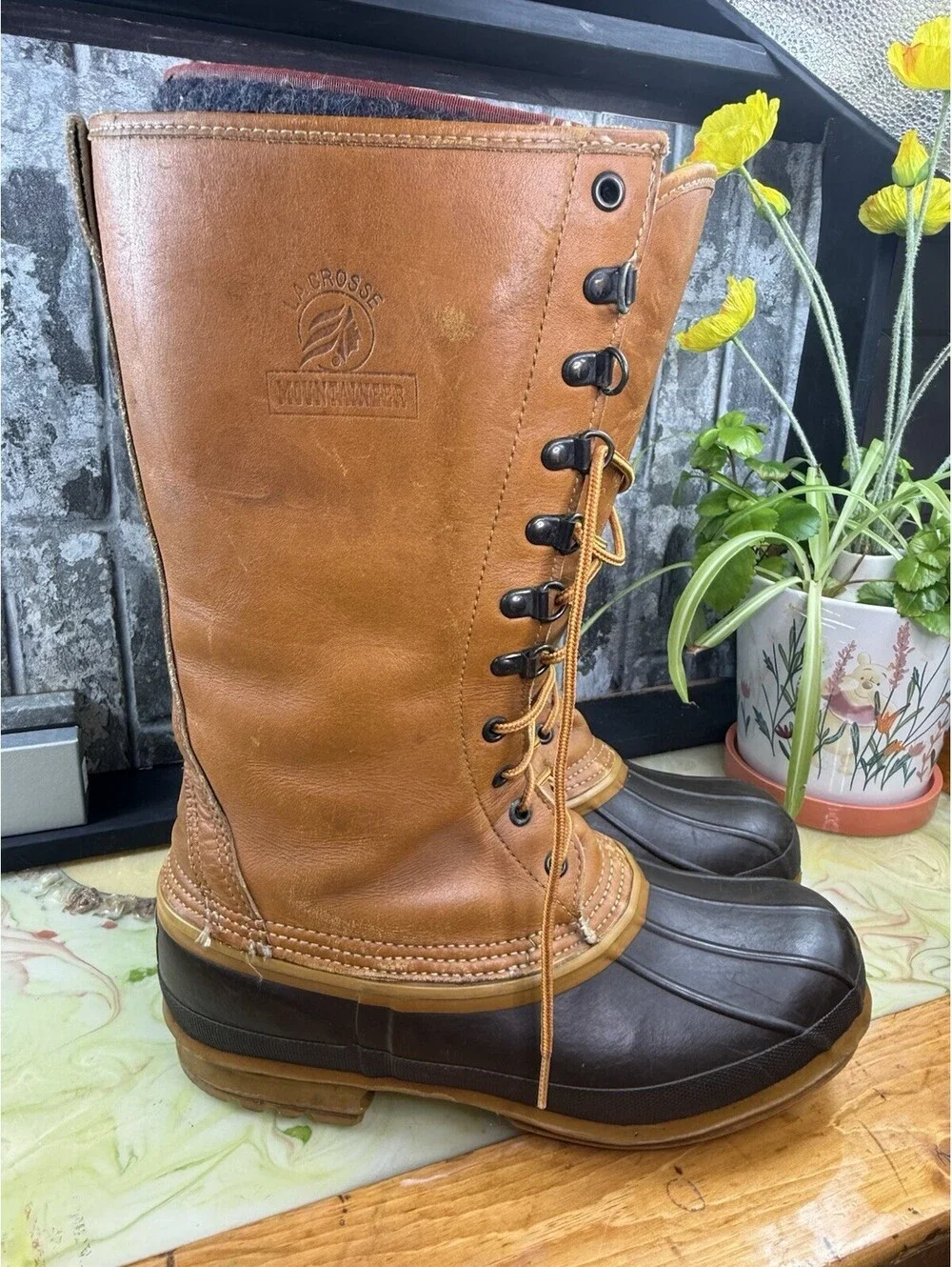 Vintage LaCrosse Made in USA Leather Hunting / Duck Boots men 9